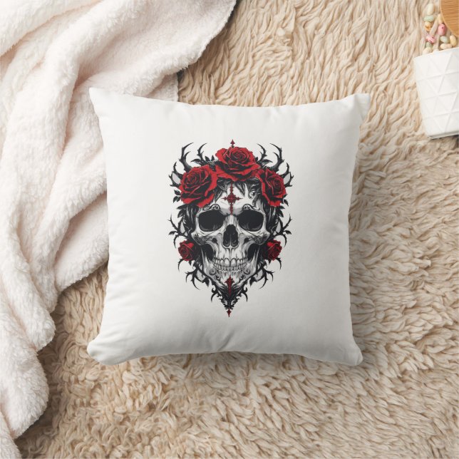 Gothic Rose Skull Kussen (Deken)