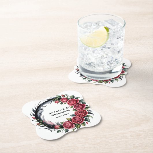 Gothic Rose Wedding Frame Kartonnen Onderzetters (Insitu)