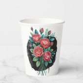 Gothic Rose Wedding Frame Papieren Bekers (Achterkant)