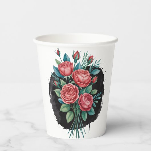 Gothic Rose Wedding Frame Papieren Bekers (Achterkant)