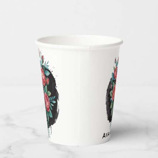 Gothic Rose Wedding Frame Papieren Bekers (Rechts)