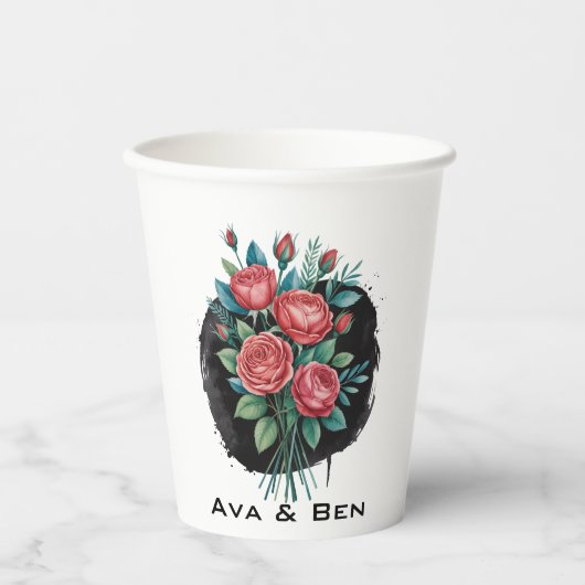 Gothic Rose Wedding Frame Papieren Bekers (Voorkant)