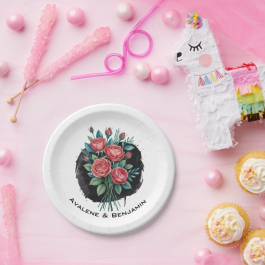 Gothic Rose Wedding Frame Papieren Bordje (Feest)