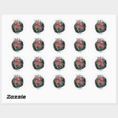 Gothic Rose Wedding Frame Ronde Sticker (Vel)