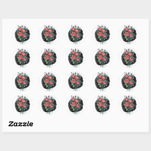 Gothic Rose Wedding Frame Ronde Sticker (Vel)