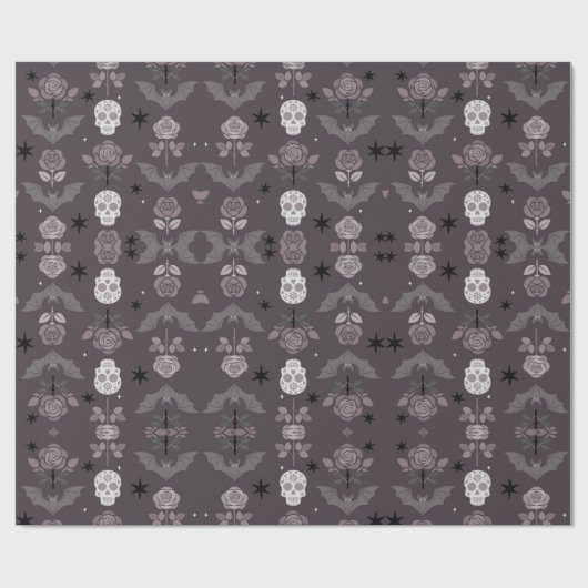 gothic roses & bats wrapping paper cadeaupapier (Vlak)