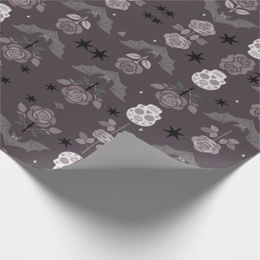 gothic roses & bats wrapping paper cadeaupapier (Hoek)