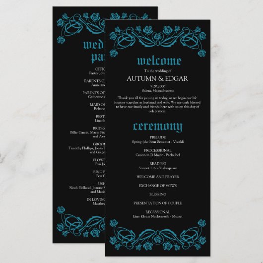 Gothic Roses Huwelijksprogramma (Voorkant / Achterkant)