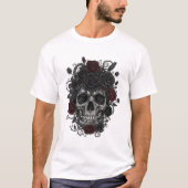 Gothic Roses Skull – Día de los Muertos Art T-shirt (Voorkant)