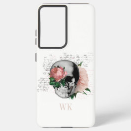  Gothic Roses Skull Monogram Samsung Galaxy Hoesje