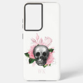  Gothic Roses Skull Monogram Samsung Galaxy Hoesje (Achterkant)