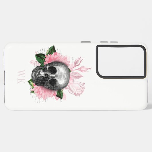  Gothic Roses Skull Monogram Samsung Galaxy Hoesje (Linkerkant)