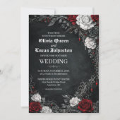 Gothic Roses Wedding Invitation Kaart (Voorkant)