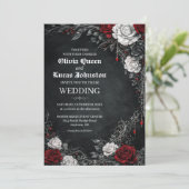 Gothic Roses Wedding Invitation Kaart (Staand voorkant)