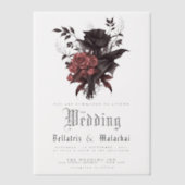 Gothic Rosewood Zwarte Rozen Bloemen Vellum Uitnodigingen (Voorkant)