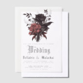 Gothic Rosewood Zwarte Rozen Bloemen Vellum Uitnodigingen (Offset)
