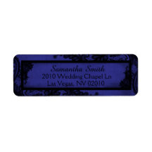 Gothic Royal Blauw Zwart Kant Grunge Trouwlabels