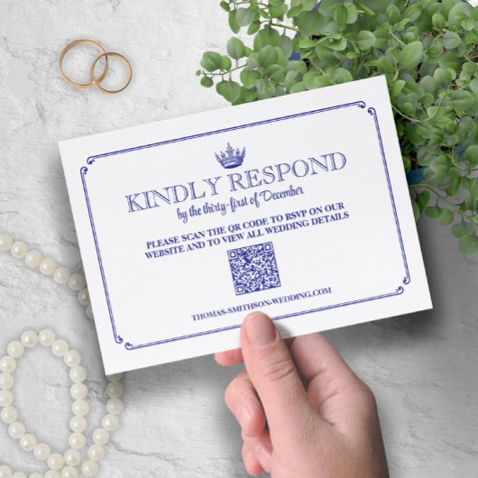 Gothic Royal Crown Medieval & Fantasy QR Code RSVP Kaartje
