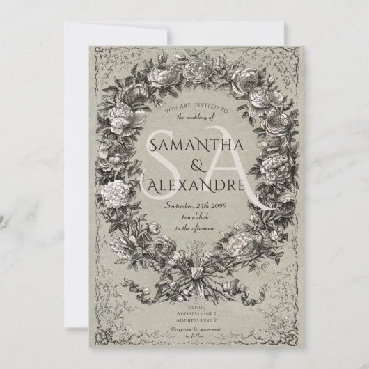 Gothic Royal middeleeuwse bloemenkrans Roos bruilo Kaart (Voorkant)