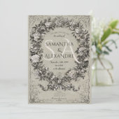 Gothic Royal middeleeuwse bloemenkrans Roos bruilo Kaart (Staand voorkant)