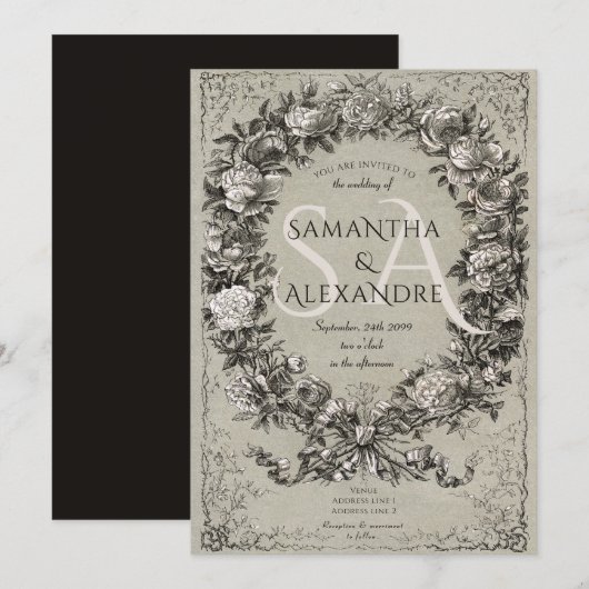 Gothic Royal middeleeuwse bloemenkrans Roos bruilo Kaart (Voorkant / Achterkant)