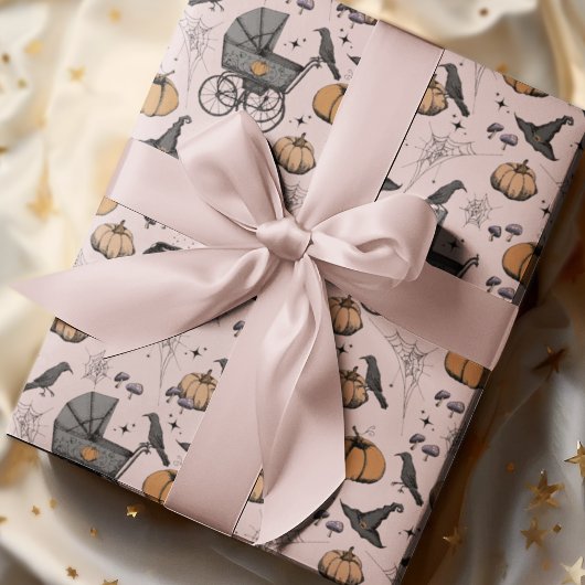 Gothic Roze Baby Carriage Halloween Cadeaupapier