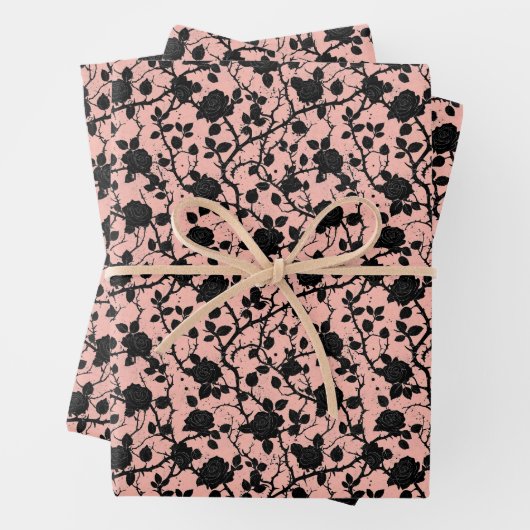 Gothic Roze en zwart Cemetery rozen Inpakpapier Vel (In situ)