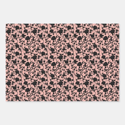 Gothic Roze en zwart Cemetery rozen Inpakpapier Vel (Voorkant)