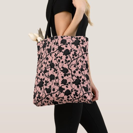 Gothic Roze en zwart Cemetery rozen Tote Bag (Dichtbij)