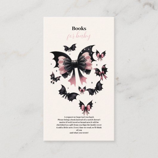 Gothic Roze Halloween Baby shower Boeken voor Baby Informatiekaartje (Voorkant)