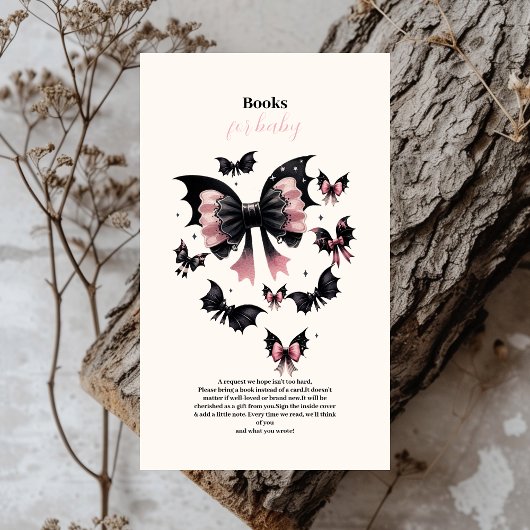 Gothic Roze Halloween Baby shower Boeken voor Baby Informatiekaartje