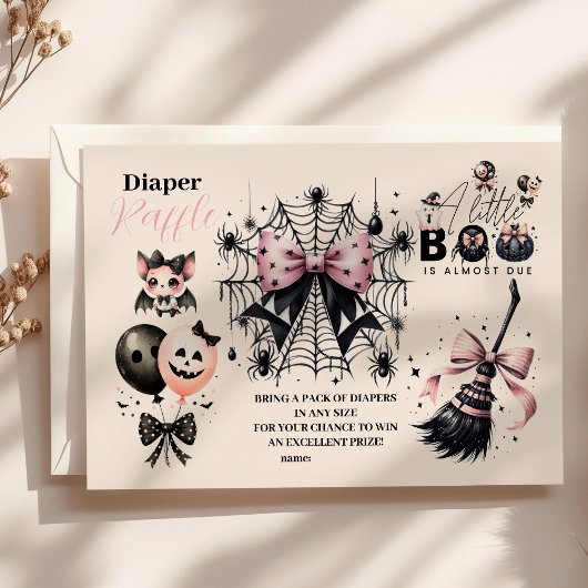 Gothic Roze Halloween Baby shower Raffle Diapper Informatiekaartje