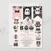 Gothic Roze Halloween Baby Shower Uitnodiging (Voorkant)