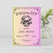 Gothic Roze Halloween Party Invitation Kaart (Staand voorkant)