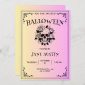 Gothic Roze Halloween Party Invitation Kaart (Voorkant / Achterkant)