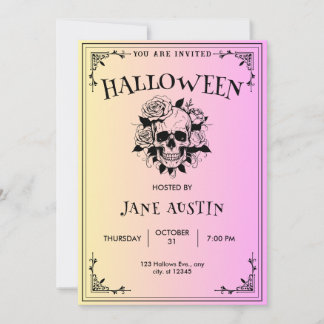 Gothic Roze  Halloween Party Invitation Kaart