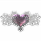 Gothic Roze Hart met Angel Wings Vinyl Sticker (Voorkant)