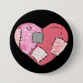 Gothic Roze in het hartje Ronde Button 7,6 Cm (Voorkant)