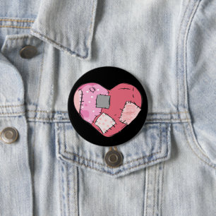 Gothic Roze in het hartje Ronde Button 7,6 Cm