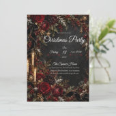 Gothic Roze Kerstfeest Uitnodiging (Staand voorkant)