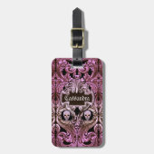 Gothic Roze Ornament met schedel Aangepast Bagagelabel (Voorkant verticaal)