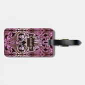 Gothic Roze Ornament met schedel Aangepast Bagagelabel (Achterkant horizontaal)