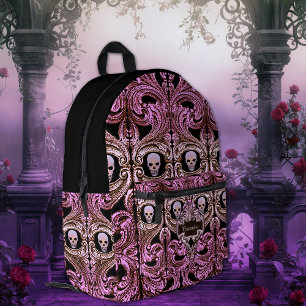 Gothic Roze Ornament met schedel Aangepast Bedrukte Rugzak