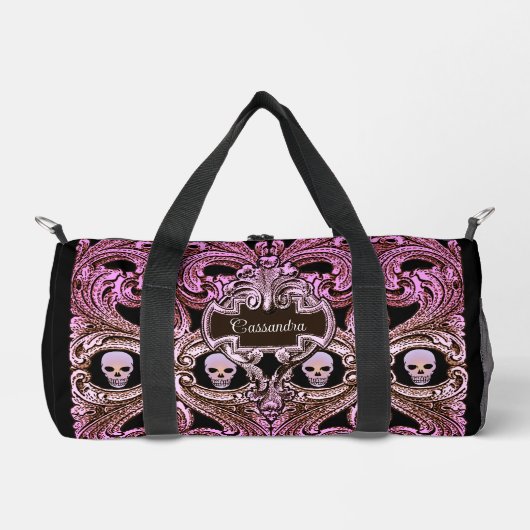 Gothic Roze Ornament met schedel Aangepast Plunjezak (Voorkant)