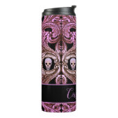Gothic Roze Ornament met schedel Aangepast Thermosbeker (Gedraaid links)