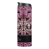 Gothic Roze Ornament met schedel Aangepast Thermosbeker (Geroteerd rechts)