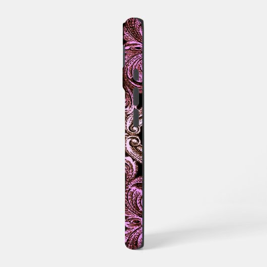 Gothic Roze Ornament met schedel iPhone 16 Hoesje (Linkerkant)