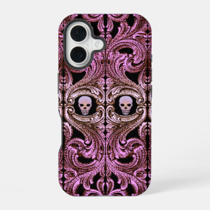 Gothic Roze Ornament met schedel iPhone 16 Hoesje