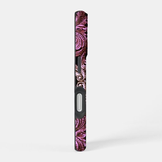 Gothic Roze Ornament met schedel iPhone 16 Hoesje (Rechterkant)