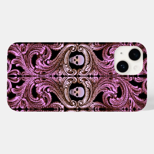 Gothic Roze Ornament met schedel iPhone draagtas Case-Mate iPhone Case (Achterkant (horizontaal))